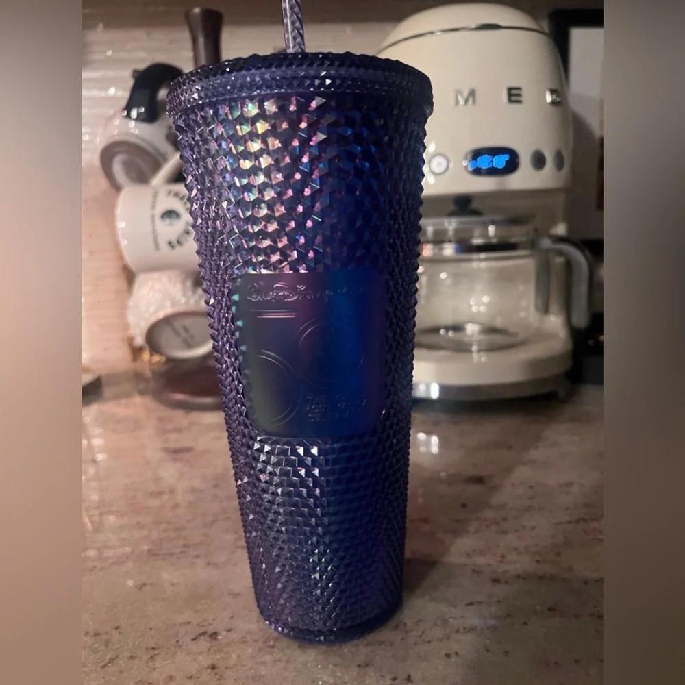 WDW 50th Anniversary Starbucks Blue Studded Tumbler with Straw 💙✨